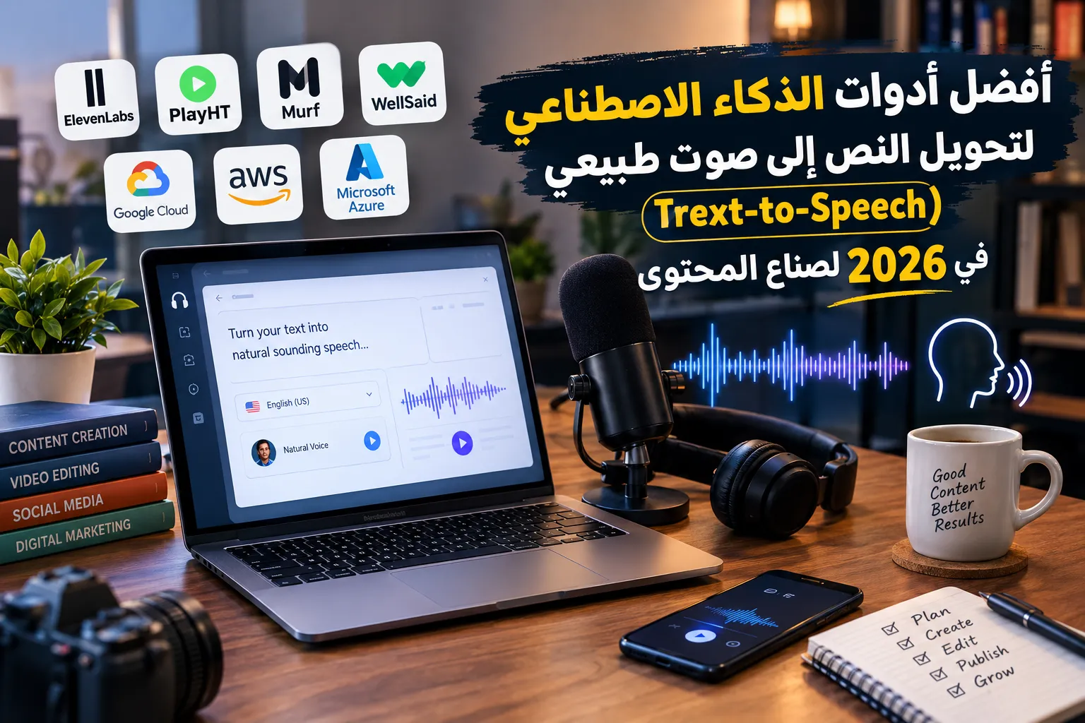 أفضل أدوات الذكاء الاصطناعي لتحويل النص إلى صوت طبيعي (Text-to-Speech) في 2026 لصناع المحتوى