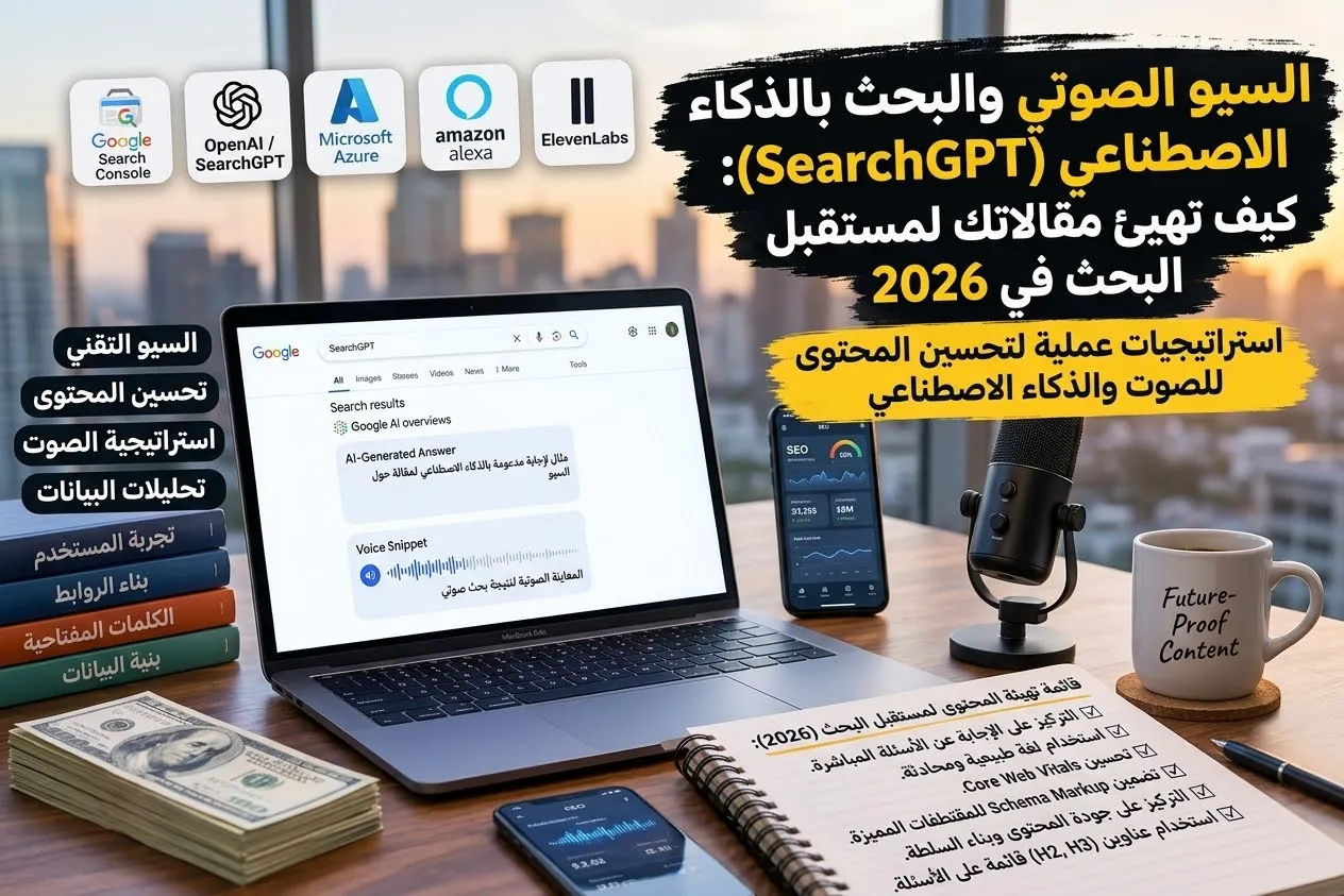 السيو الصوتي والبحث بالذكاء الاصطناعي (SearchGPT): كيف تهيئ مقالاتك لمستقبل البحث في 2026