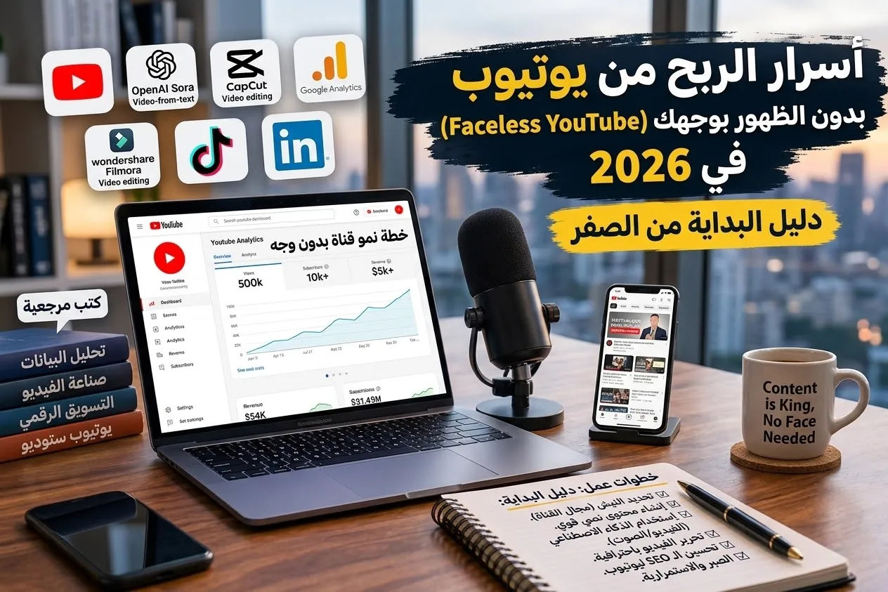 أسرار الربح من يوتيوب بدون الظهور بوجهك (Faceless YouTube) في 2026: دليل البداية من الصفر