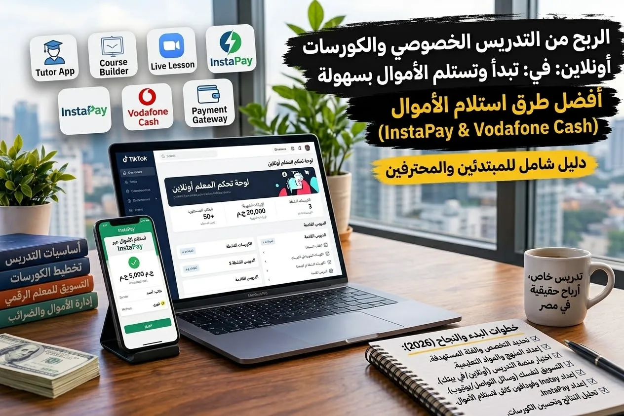الربح من التدريس الخصوصي والكورسات أونلاين في مصر: استلام الأموال عبر إنستاباي وفودافون كاش