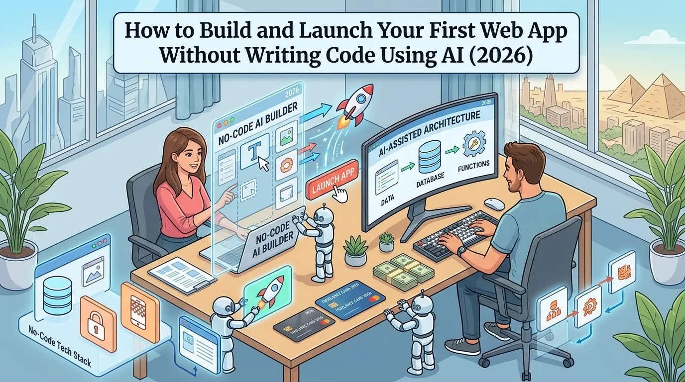 How to Build and Launch Your First Web App Without Writing Code Using AI (2026)