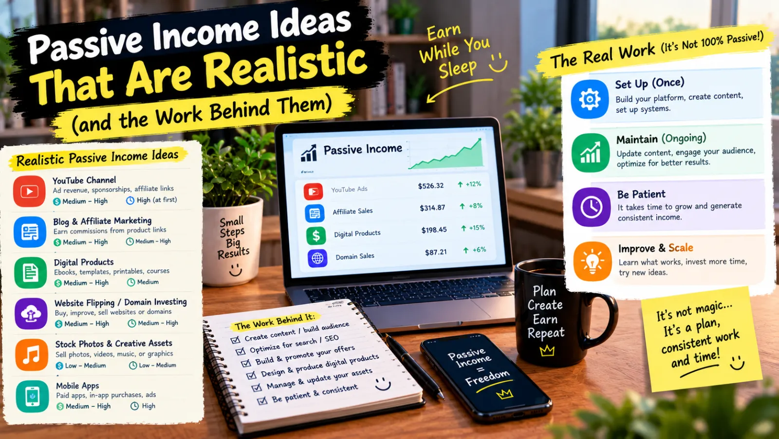 Passive Income Ideas That Are Realistic (and the Work Behind Them)