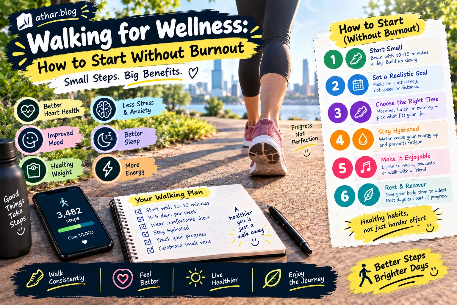 Walking for wellness: how to start without burnout