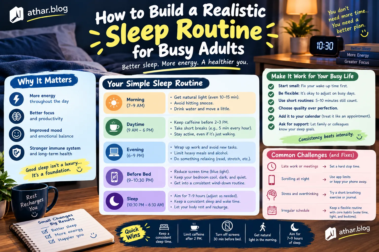 How to build a realistic sleep routine for busy adults