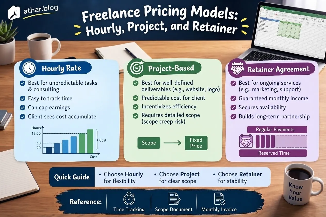 Freelance pricing: hourly, project and retainer models
