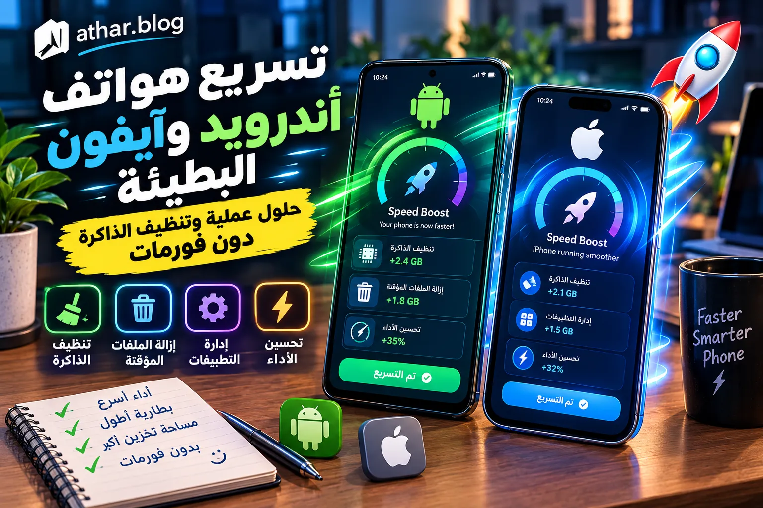 تسريع هواتف أندرويد وآيفون البطيئة: حلول عملية وتنظيف الذاكرة دون فورمات