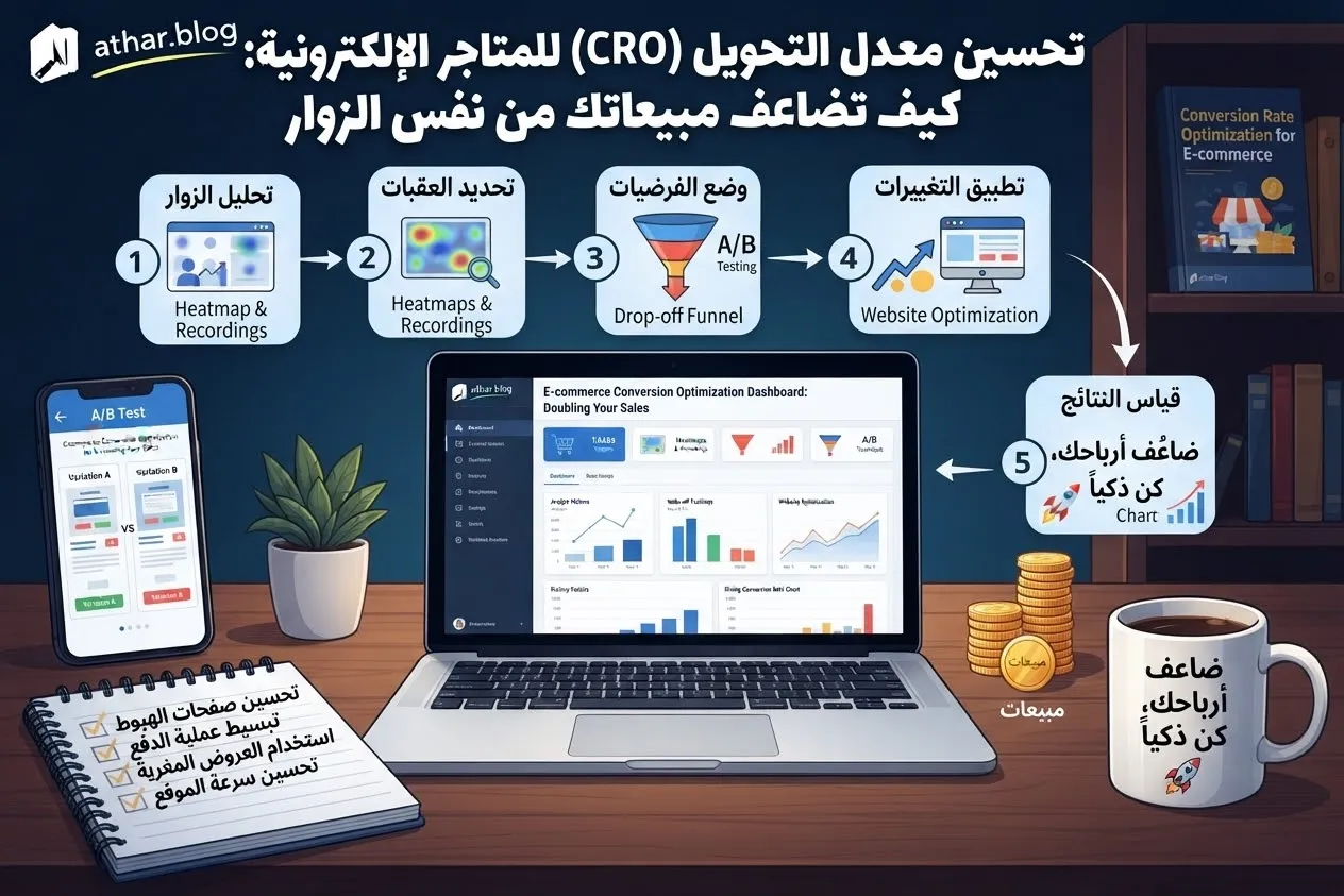 تحسين معدل التحويل (CRO) للمتاجر الإلكترونية: كيف تضاعف مبيعاتك من نفس الزوار